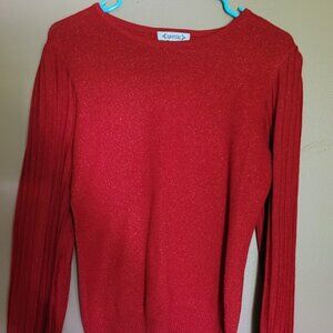Women's Red Sparkly Light-Weight Sweater Size M